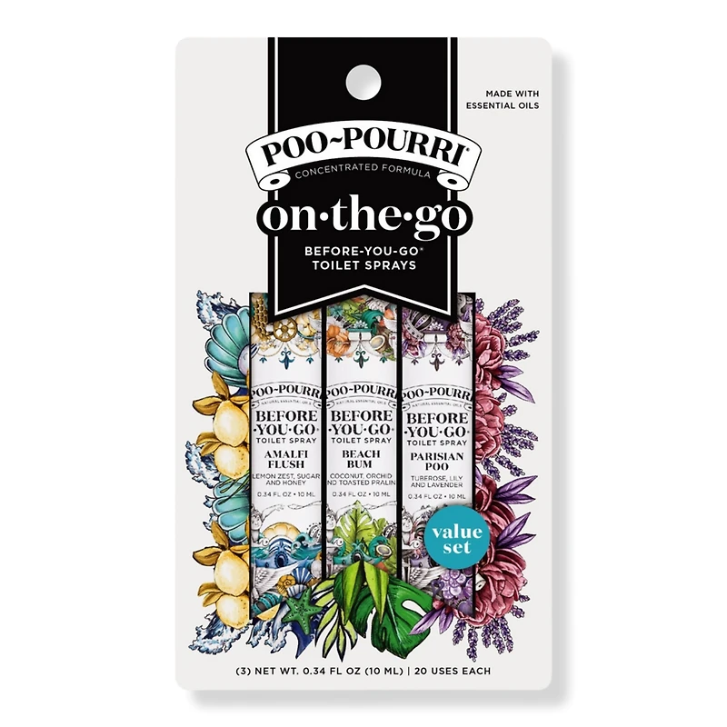 Poo~Pourri Wanderlust On-The-Go 3 Pack Before-You-Go Toilet Spray Travel Size Set