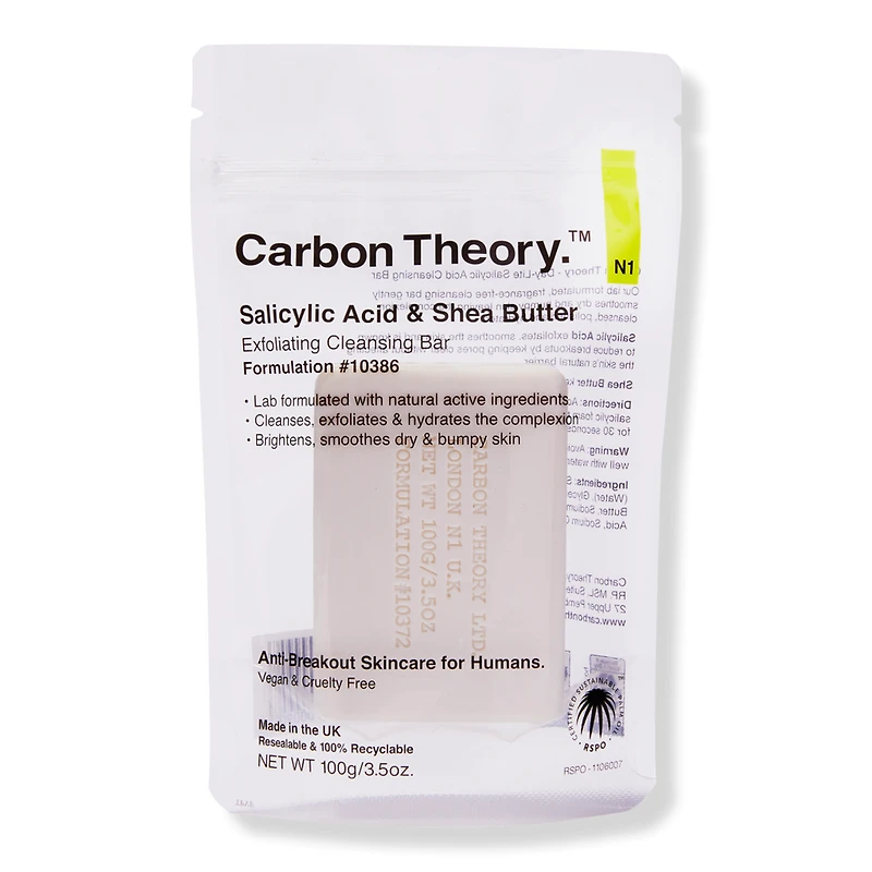 Carbon Theory. Salicylic Acid & Shea Butter Exfoliating Cleansing Bar