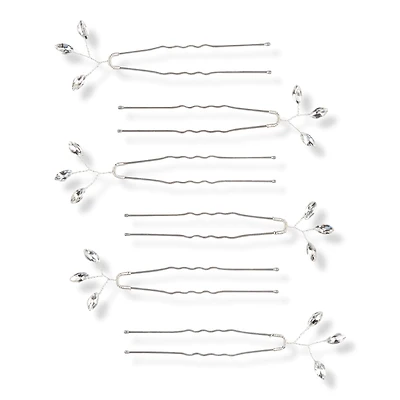 Scunci Silver & Rhinestone Hair Pins