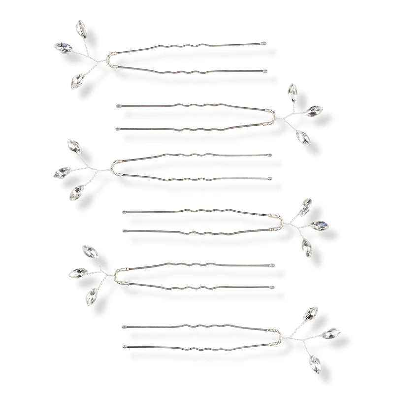Scunci Silver & Rhinestone Hair Pins