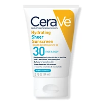 CeraVe Hydrating Sheer Sunscreen SPF 30 Face & Body Lotion - oz