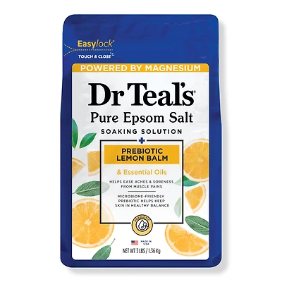 Dr Teal's Pure Epsom Salt Soak, Prebiotic Lemon Balm with Essential Oil Blend