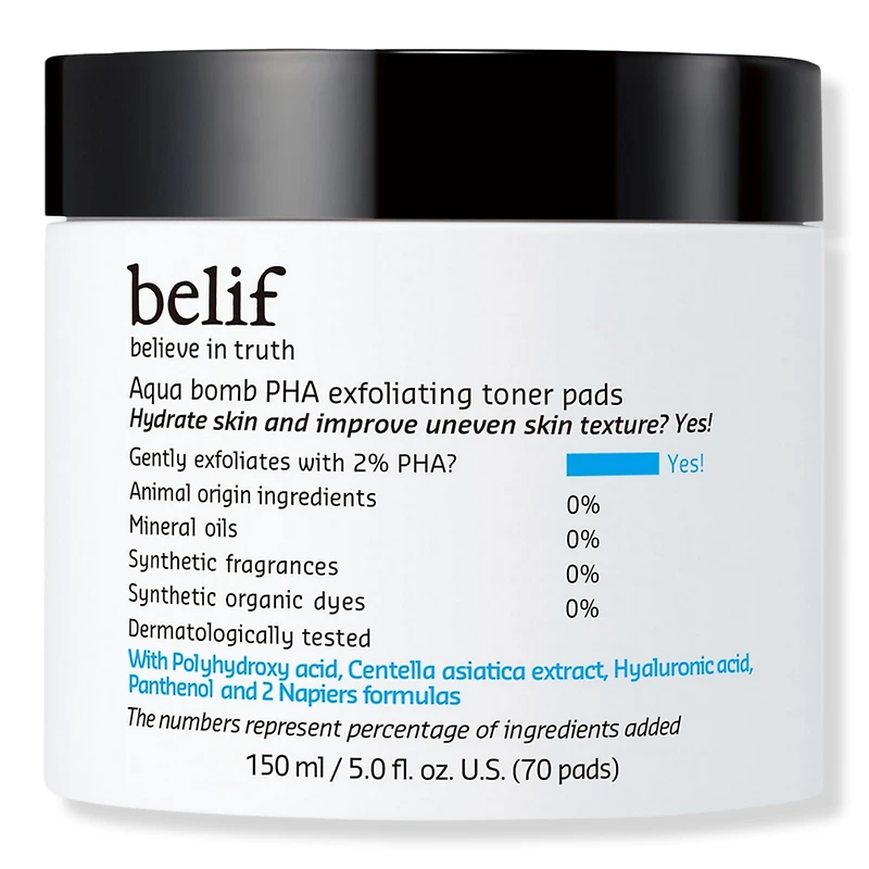 belif Aqua Bomb PHA Exfoliating Toner Pads