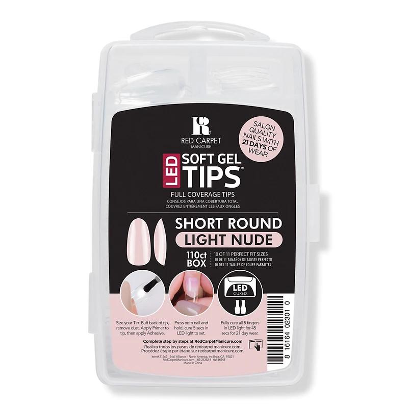 Red Carpet Manicure Soft Gel Short Round Light Nude Nail Tips
