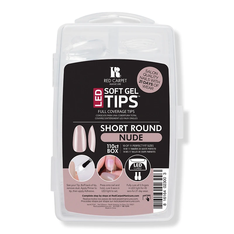 Red Carpet Manicure Soft Gel Short Round Nude Nail Tips