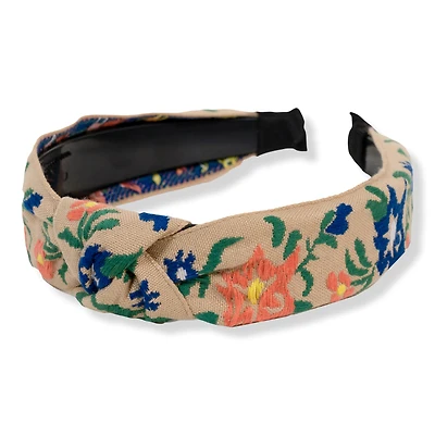 Locks & Mane Embroidered Floral Headband - Coral