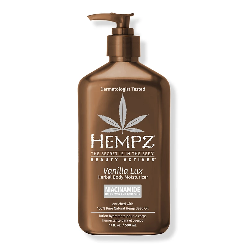 Hempz Vanilla Lux Herbal Body Moisturizer With Niacinamide - oz