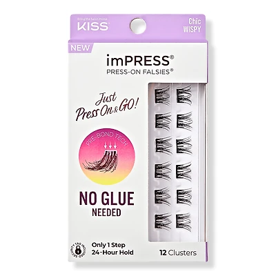 Kiss imPRESS Press-On Falsies Eyelash Clusters, Chic Wispy
