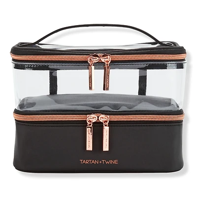 Tartan + Twine Basics Black Double-Zip Train Case