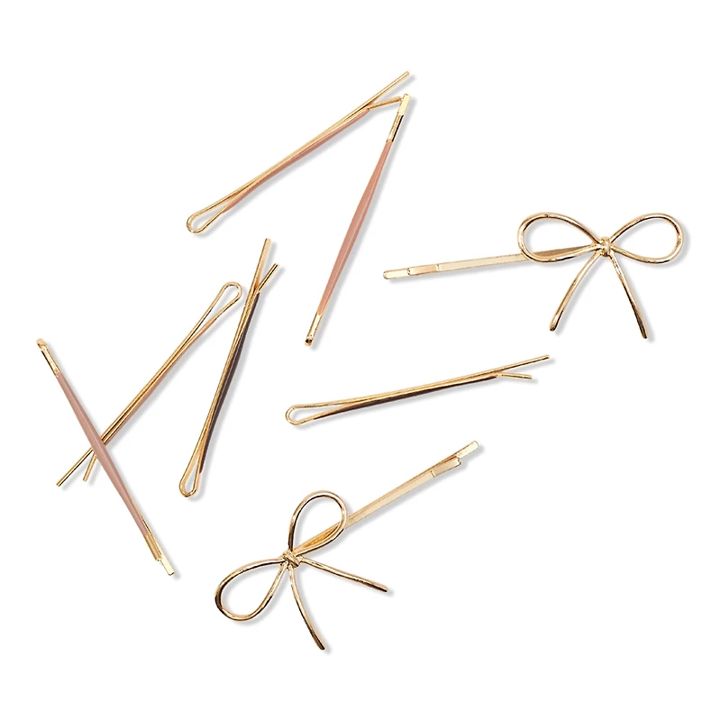 Kitsch Metal Enamel Puffy & Bow Bobby Pins