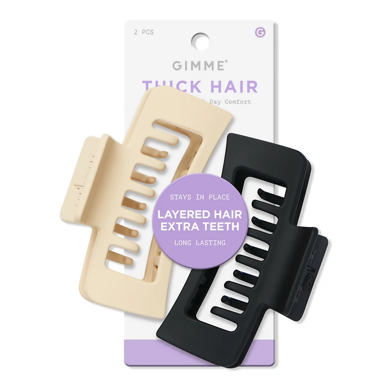 GIMME beauty Thick Hair Double Teeth Rectangle Claw Clip