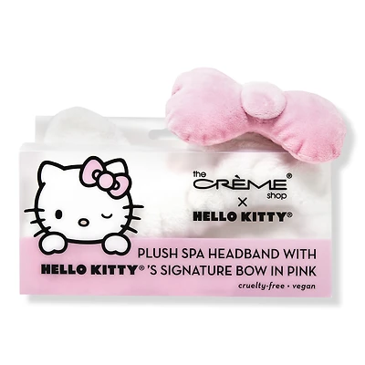 The Creme Shop Hello Kitty Plush Spa Headband with Signature Bow-Pink