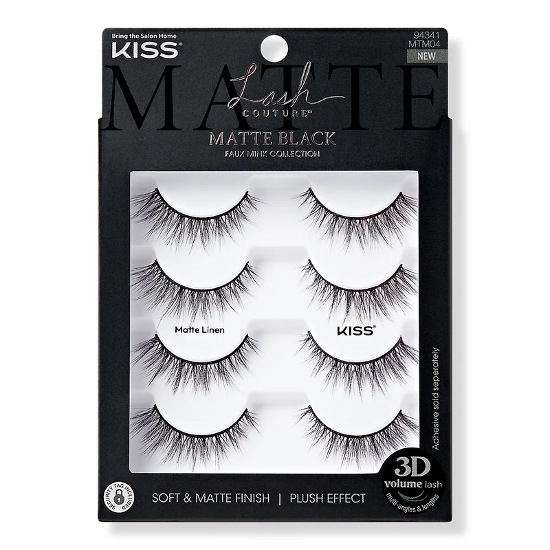 Kiss Lash Couture Matte Black Faux Mink Eyelashes Multipack