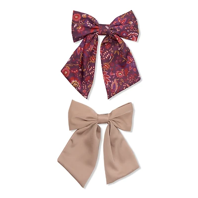 Wet Brush Reclaimed Boho Satin Bow Clips