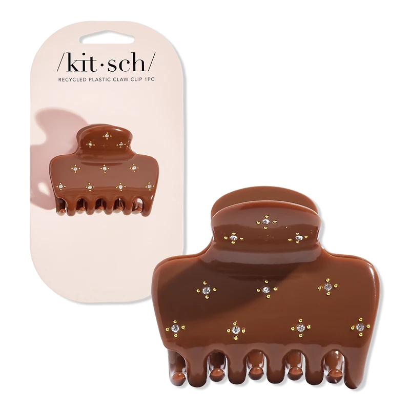 Kitsch Recycled Plastic Rhinestone Medium Puffy Claw Clip - Camel