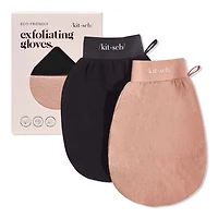Kitsch Exfoliating Glove 2pc Set - Black & Terracotta