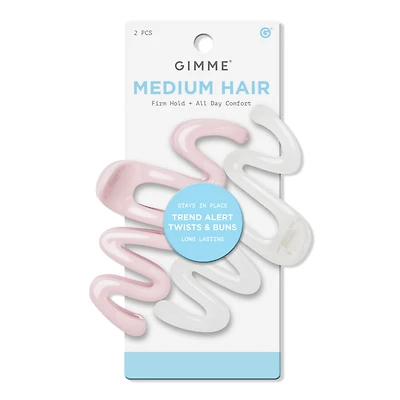 GIMME beauty Medium Hair Squiggle 2.0 Claw Clip - Pink/White