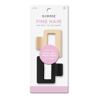 GIMME beauty Fine Hair Square Extra Grip Claw Clip - Black/Tan