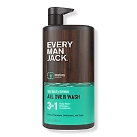 Every Man Jack Sea Salt + Citrus Hydrating Men's 3-in-1 Body Wash, Shampoo and Conditioner