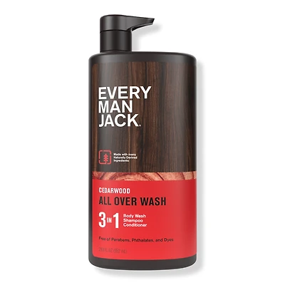 Every Man Jack Cedarwood Hydrating Men's 3-in-1 Body Wash and Shampoo & Conditioner