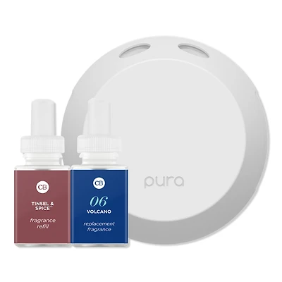 Pura x Capri Blue Seasonal Smart Fragrance Diffuser Set - Tinsel & Spice / Volcano