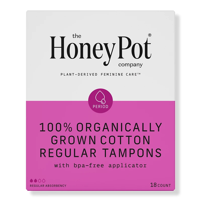 The Honey Pot Company Organic Cotton Regular, BPA-Free Applicator Tampons