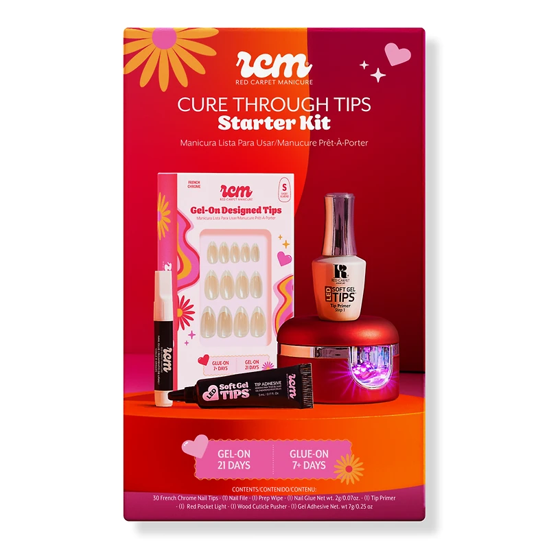 Red Carpet Manicure Gel-On Cure Through Designed Nail Art Tips Starter Kit