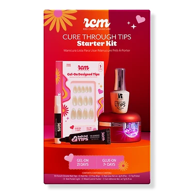 Red Carpet Manicure Gel-On Cure Through Designed Nail Art Tips Starter Kit