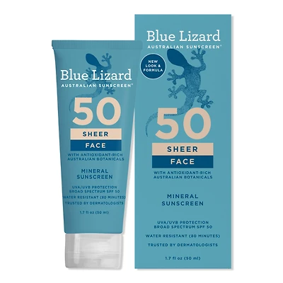 BLUE LIZARD AUSTRALIAN SUNSCREEN Sheer Mineral Sunscreen Lotion for Face SPF 50