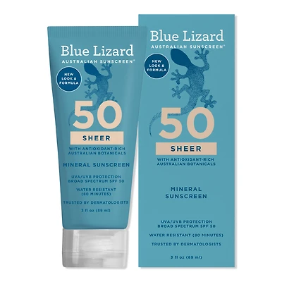 BLUE LIZARD AUSTRALIAN SUNSCREEN Sheer Mineral SPF 50 Sunscreen Lotion