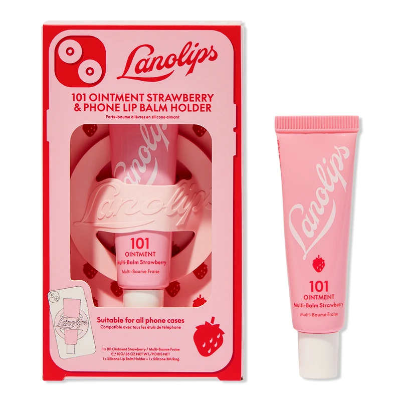 Lanolips 101 Ointment Strawberry & Phone Lip Balm Holder
