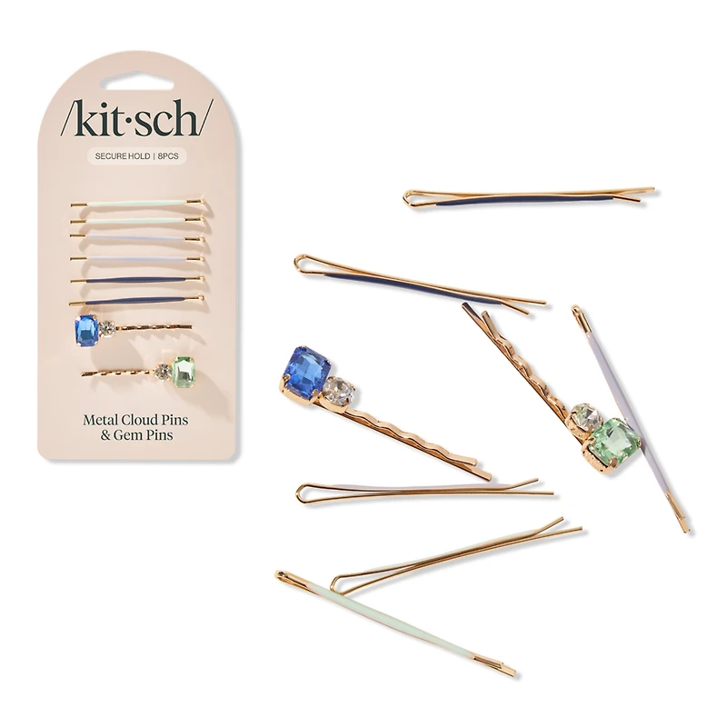 Kitsch Cloud & Gem Bobby Pins 8 Piece Set - Garden Bouquet
