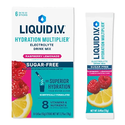 LIQUID I.V. Hydration Multiplier Electrolyte Drink Mix Sugar Free Raspberry Lemonade