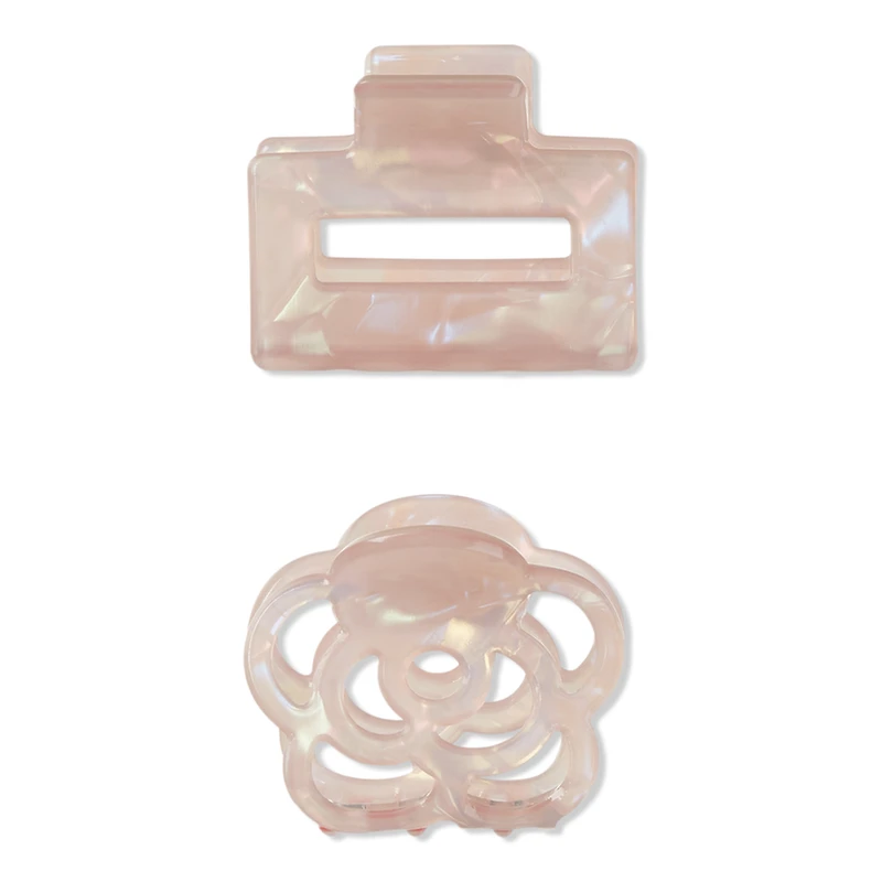 Scunci Iridescent Flower/Rectangle Clap Clips