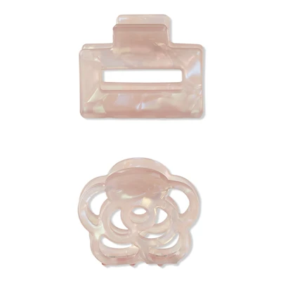 Scunci Iridescent Flower/Rectangle Clap Clips