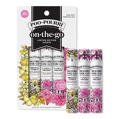 Poo~Pourri Vanilla Orchid On-The-Go 3 Pack Before-You-Go Toilet Spray Travel Set