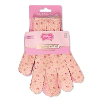 The Vintage Cosmetic Company Ditsy Rose Print Exfoliating Bath & Shower Gloves Duo Set