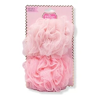 The Vintage Cosmetic Company Pink Exfoliating Bath & Shower Pouf Sponges Set