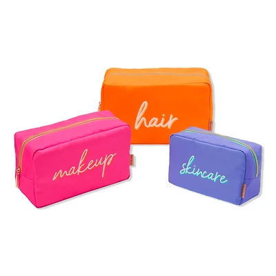 Tartan + Twine Fun With Color 3 Piece Cosmetic Bag Set