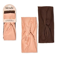 Kitsch Recycled Fabric Wide Twist Headbands 2pc Set