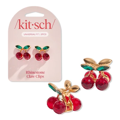 Kitsch Mini Rhinestone Cherry Claw Clips
