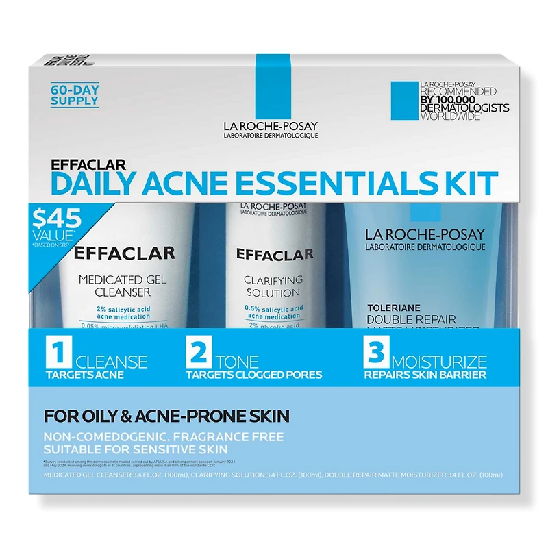La Roche-Posay Effaclar Daily Acne Essentials Kit for Oily & Acne-Prone Skin