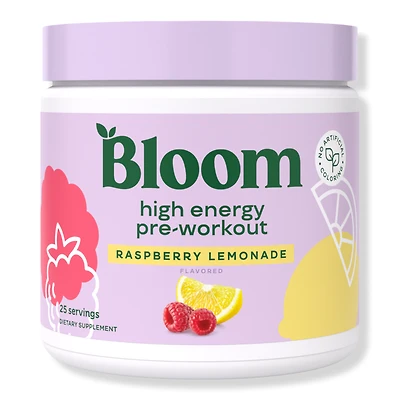 Bloom High Energy Pre-Workout Raspberry Lemonade Supplement Powder