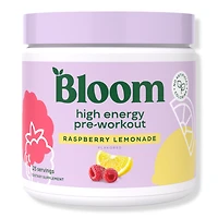 Bloom High Energy Pre-Workout Raspberry Lemonade Supplement Powder