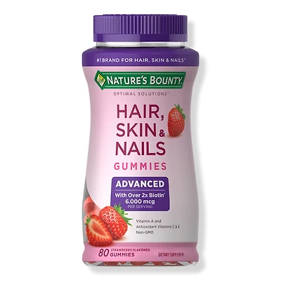 Nature's Bounty Strawberry Advanced Hair, Skin & Nails Gummy Vitamins with 2x Biotin