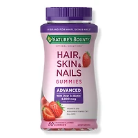 Nature's Bounty Strawberry Advanced Hair, Skin & Nails Gummy Vitamins with 2x Biotin