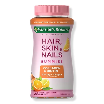 Nature's Bounty Tropical Citrus Hair, Skin & Nails Collagen & Biotin Gummy Vitamins