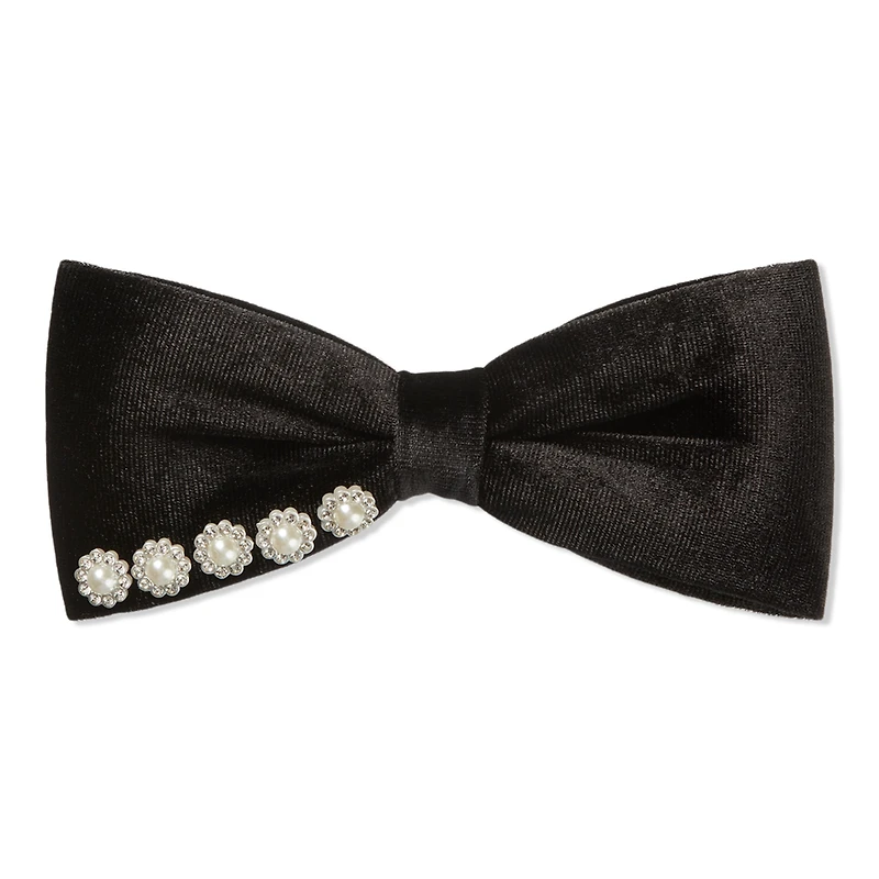 Scunci Elite Black Bow Barrette with Pearls