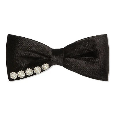 Scunci Elite Black Bow Barrette with Pearls