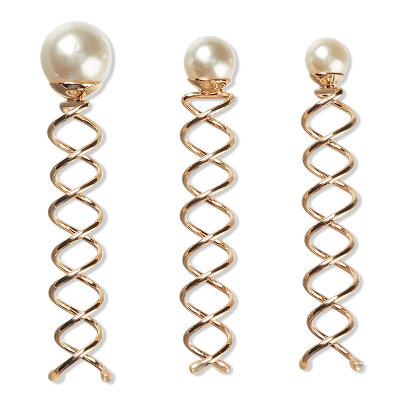 Scunci Elite Spiral Pins with Pearl